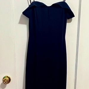 Over the Shoulder Navy Prom Dress
